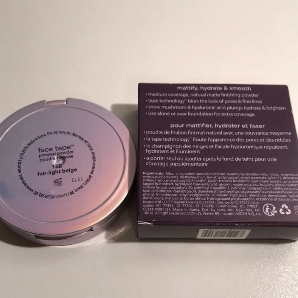 Tarte Face Tape Pressed Powder 16B Fair Light Beige NEW